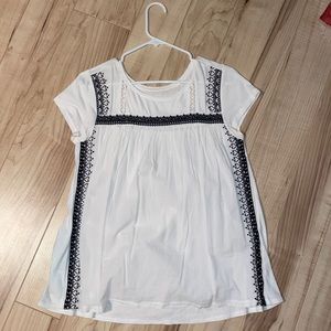 Ann Taylor Loft White with Embroidery Tee